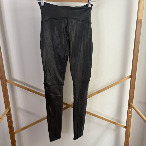Spanx Black Faux Leather Moto Leggings Small 20136R - Picture 6 of 10